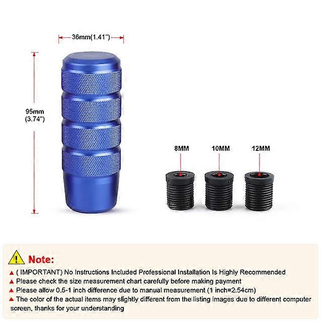 95mm rutschfester Schaltknauf M8 M10 M12 Auto Schaltgetriebe Aluminium Rändel-Schalthebelknauf
