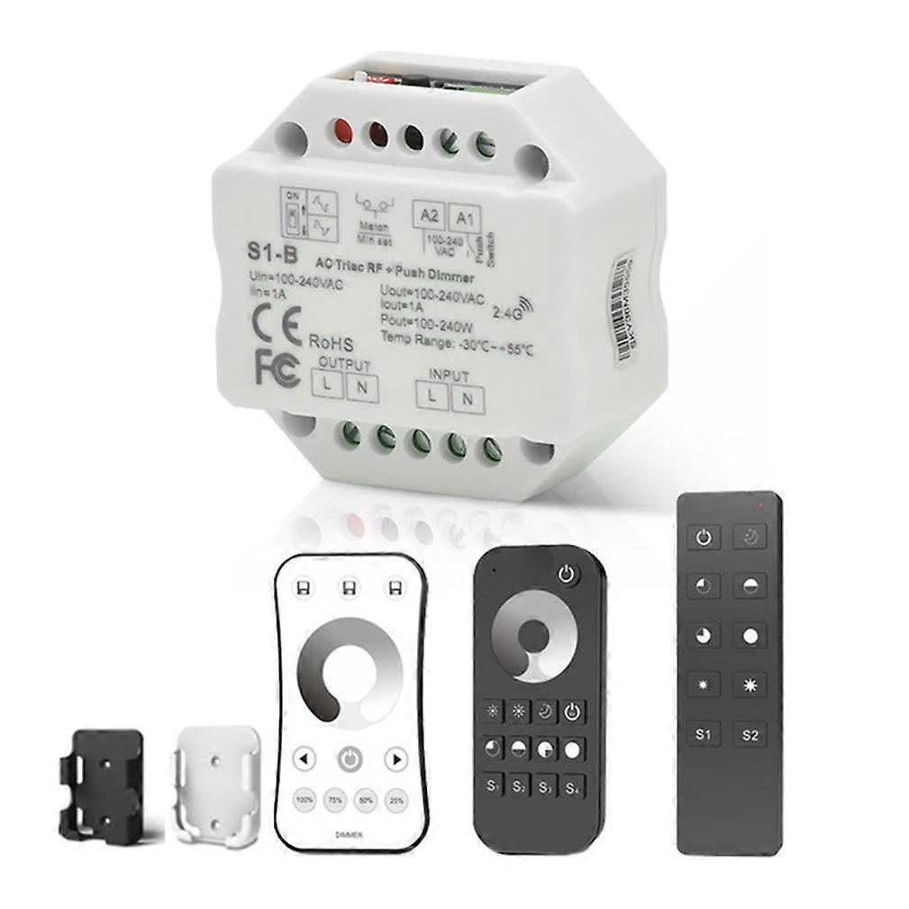 Triac LED Dimmer 100-240VAC Wireless RF Dimmable Push Switch 2.4G Remote Controller Single Color LED Bulb Lamps Dimmer