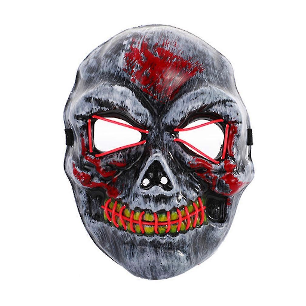 LED Luminous Skeleton Mask PP Full Face Mask Costume Play Face Cover for Halloween
