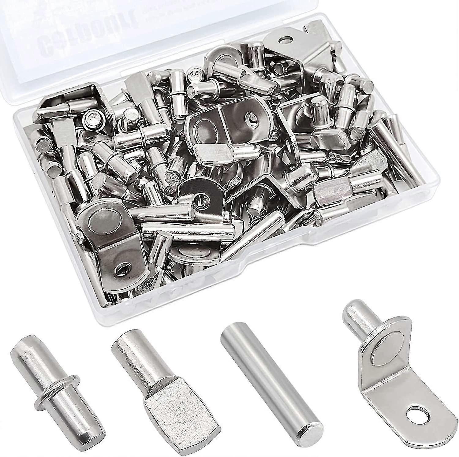 104pcs Shelf Pins Kit,4 Styles Nickel Plated Shelf Support Pegs,bookshelf Pegs For Shelves,cabinet Shelf Bracket Pegs Shelf Pins Holders For Kitchen F