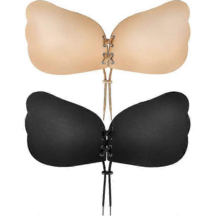 Sticky Bra, Backless Strapless Bra Push Up 2 Pairs