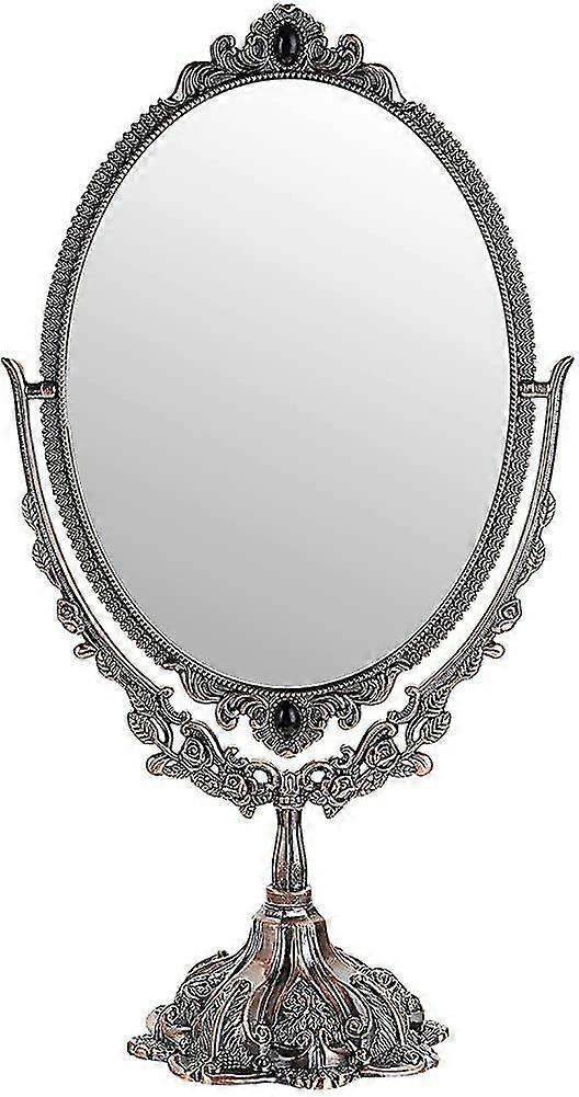 化粧鏡ヴィンテージ装飾ミラーオーバルと両面ミラースタンド