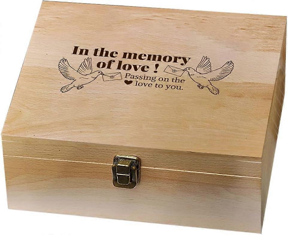 Rectangle Wooden Memory Keepsake Boxes with Lids for Anniversary Wedding Memory Birthday Valentines Day Bird 24.5x19.5x10.3cm