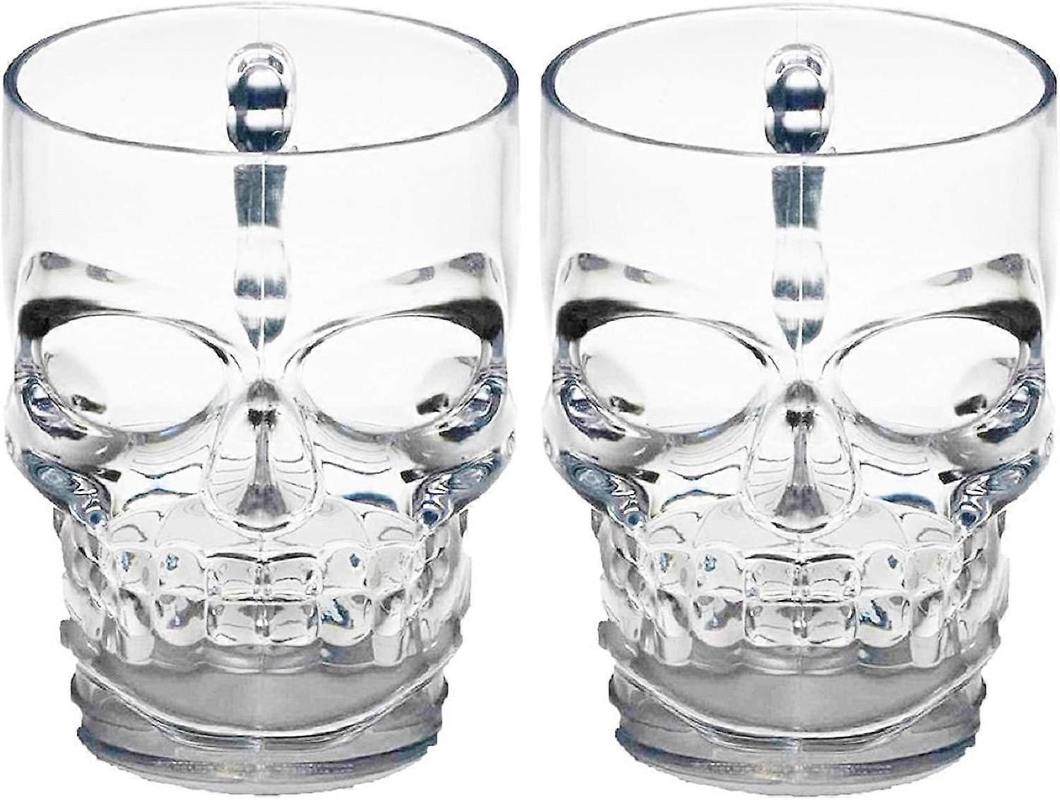 Caneca de Cerveja com Rosto de Caveira com Alça, Conjunto de 2, Base Pesada Entretenimento Engraçado para Água