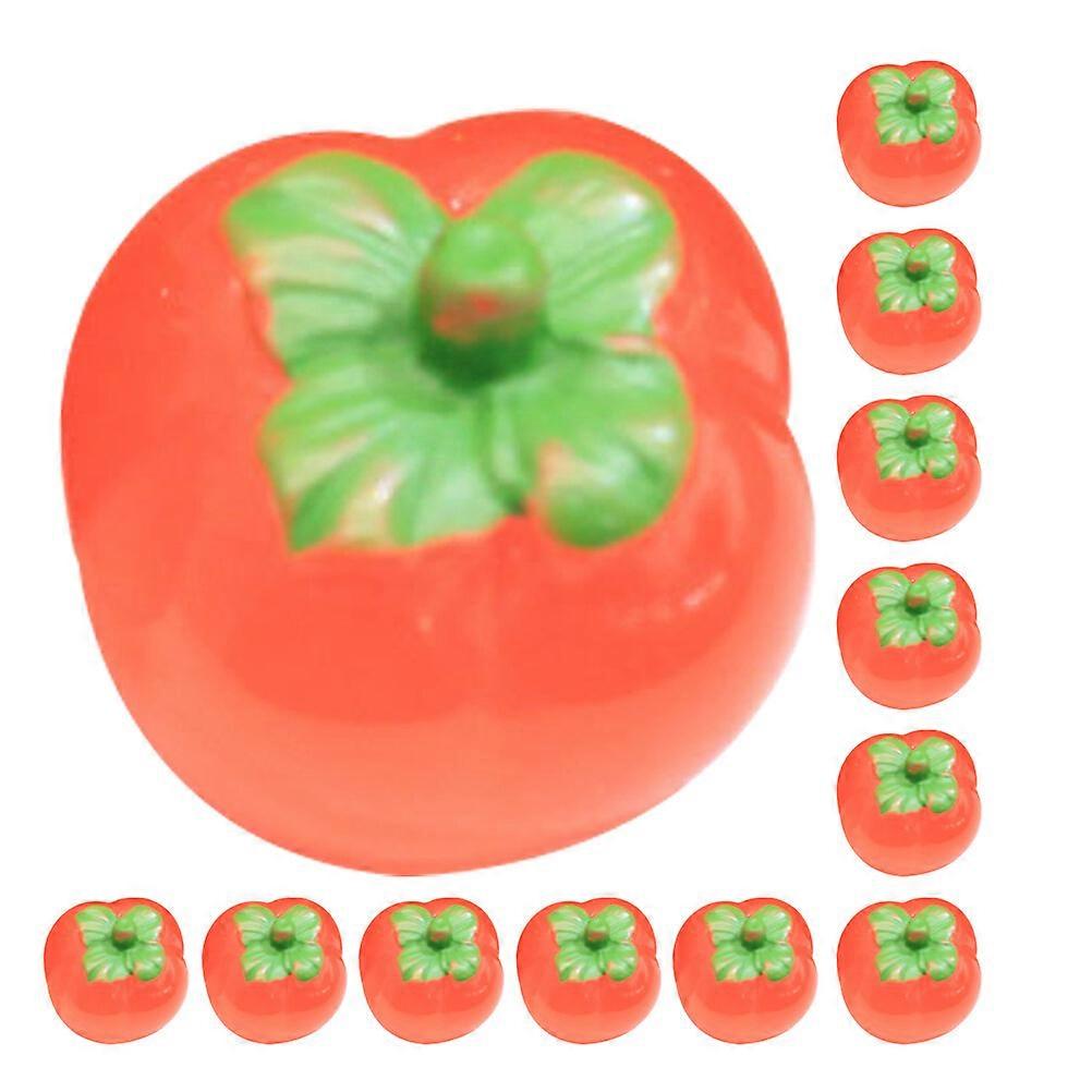 18pcs Mini Persimmon Model Simulated Small Fruit Decoration Mini Landscape Fruit Ornament