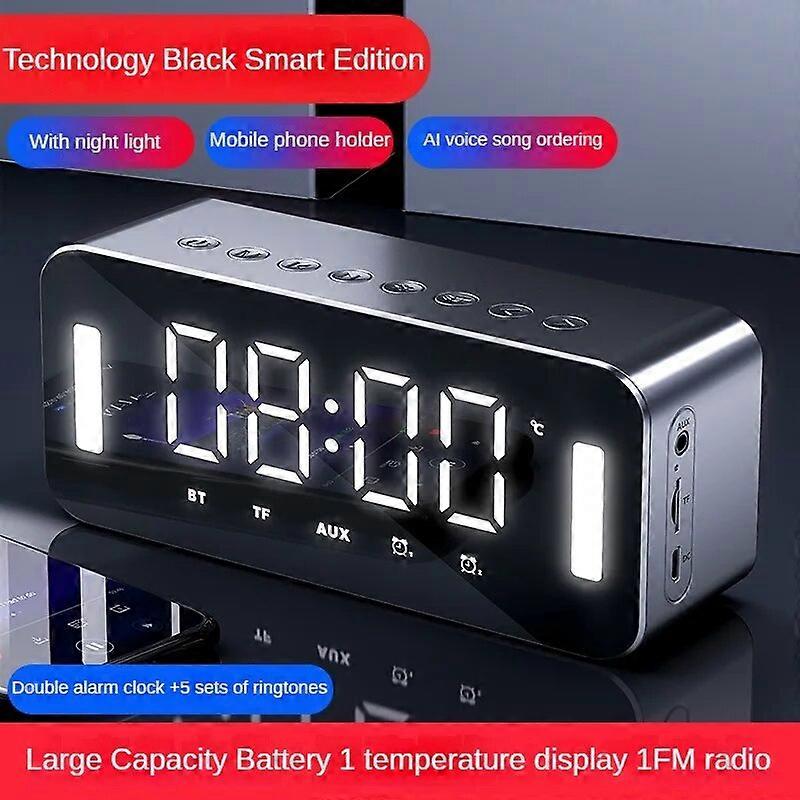 Technology Black Ai Intelligent Version Of  Bluetooth Speaker Big Screen Alarm Clock  Intelligent Subwoofer Home Decoration