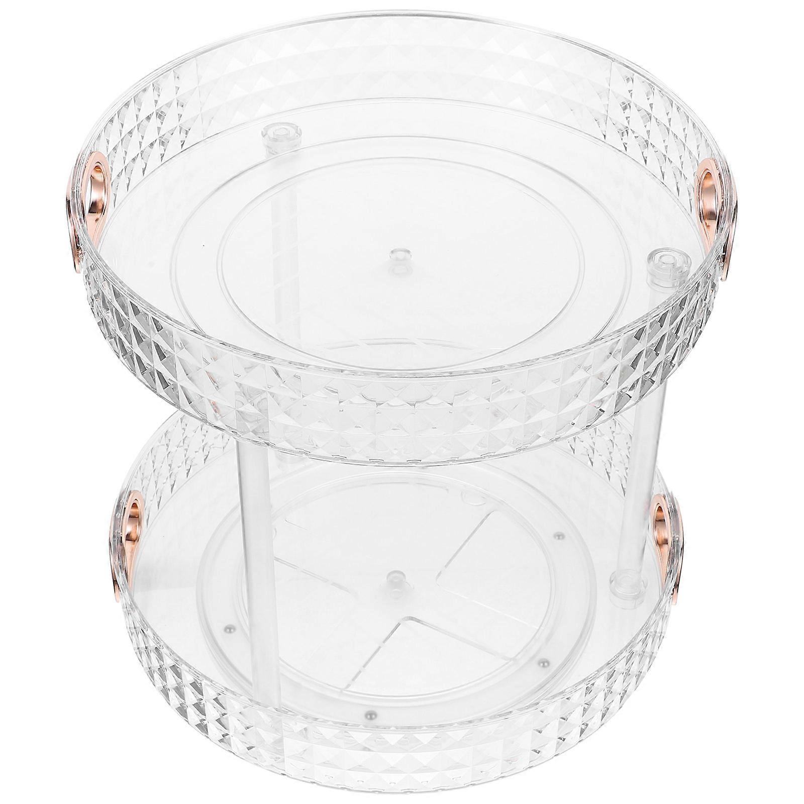 Turntable Organizer Rotating Spice Rack Double Layer Cosmetic Makeup Tray