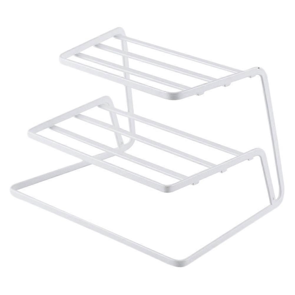 1Pc Simple Multi-layer Drain Rack Fer Plat Bol Étagère Cuisine Approvisionnement Blanc