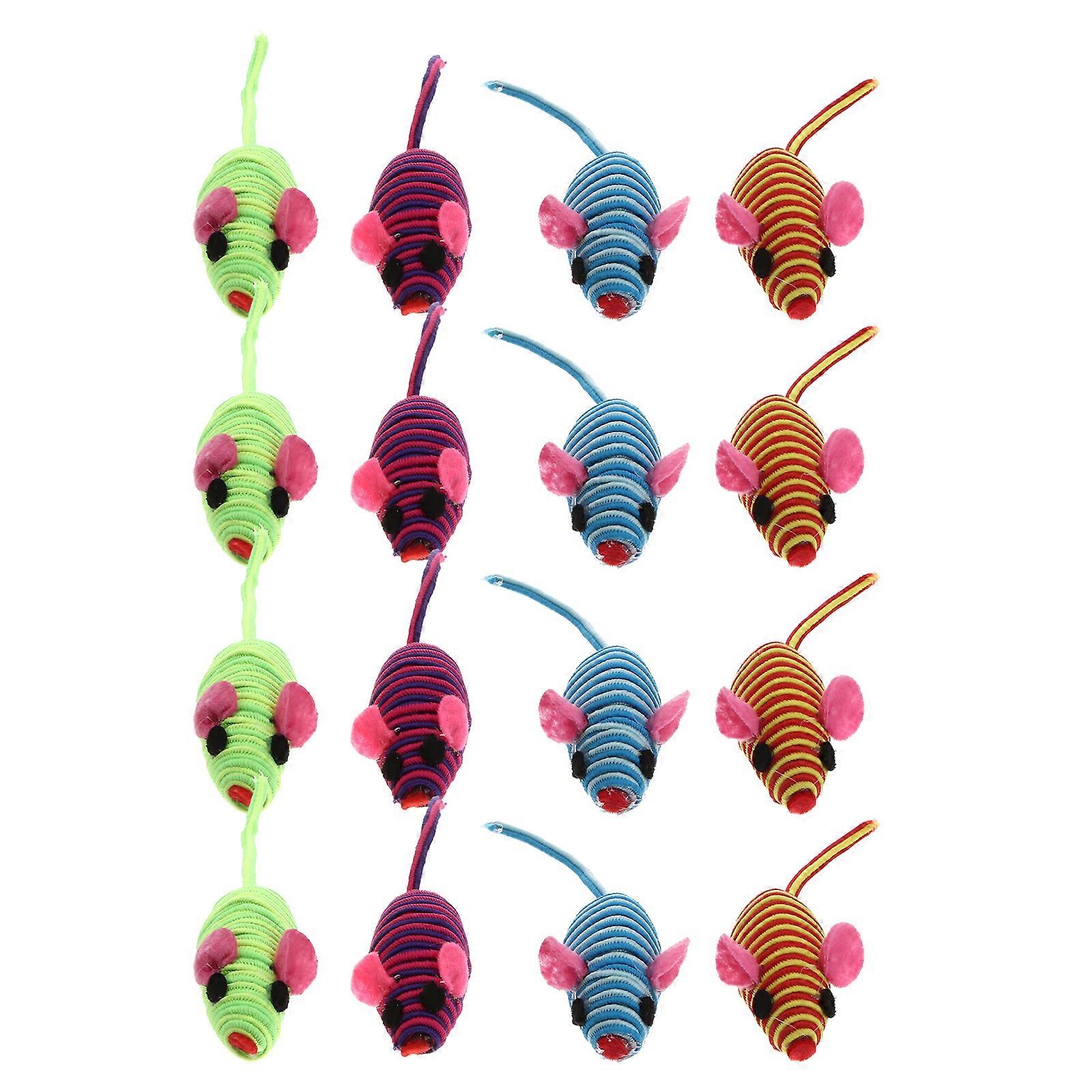 12pcs Elastic Rope Mouse Toy Funny Mouse Cat Playing Props Cat Teaser Interactive Toy (Random Color)