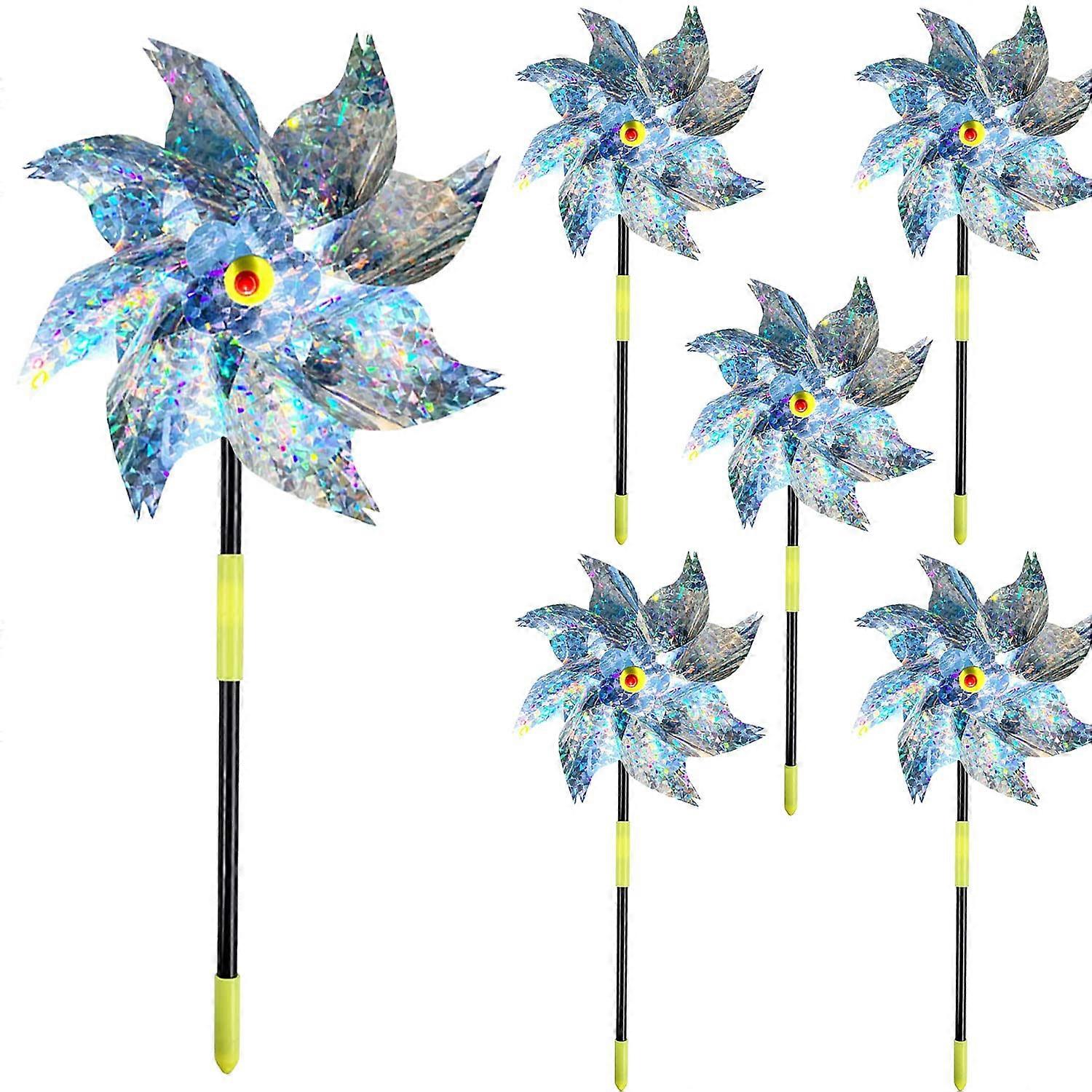 6PCS Wind Wheels Bird Repellent,Wind Wheel Orchard,Bird Repellent Reflective Windmill,Orchard Bird Repellent,Reflective Windmill,Bird Scare Reflective