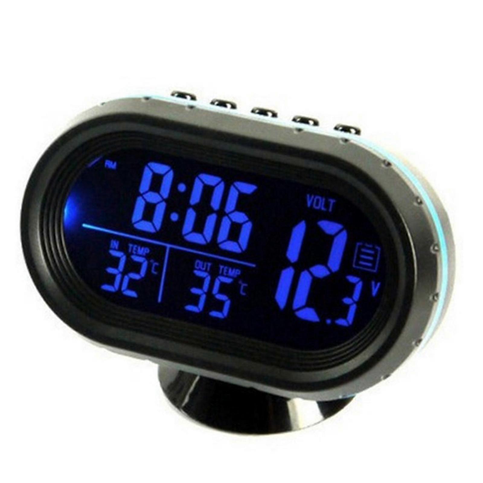 Self-adhesive Car Lcd Digital Display Clock 3 In 1 Thermometer Clock Voltmeter