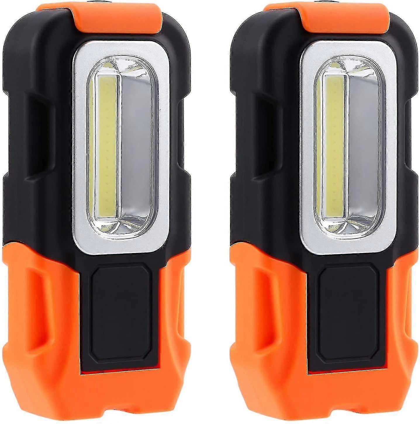 Portable Led Work Light, Hanging Hook & Magnetic Flashlight, Battery Powered Pocket Work Light 2-pack