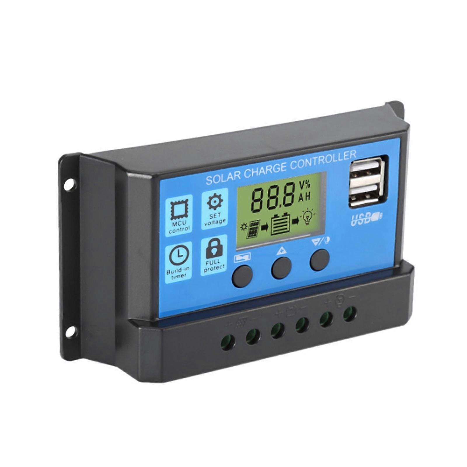 Új érkezésű 10A napelemes töltésvezérlő LCD kettős USB automatikus PWM vezérlővel - vízálló