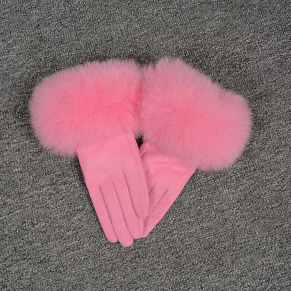 kvinners vinter varm saueskinn &rev pels hansker