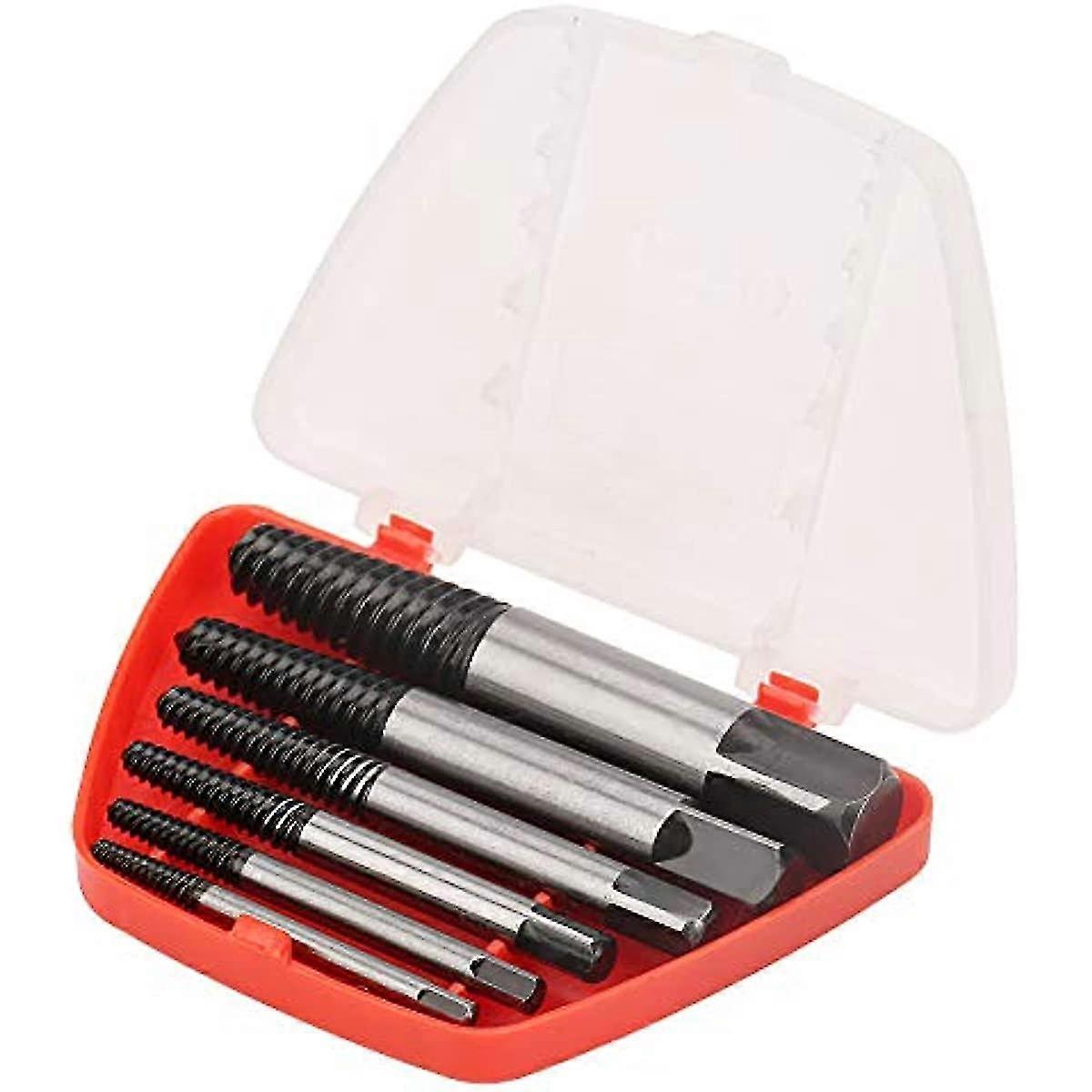 6pcs Screw Extractor Set, Chrom-e Vanadium Steel Damaged Bolt Screw Extractor Remover Tripped Screw Extractor Kit With Storage Box