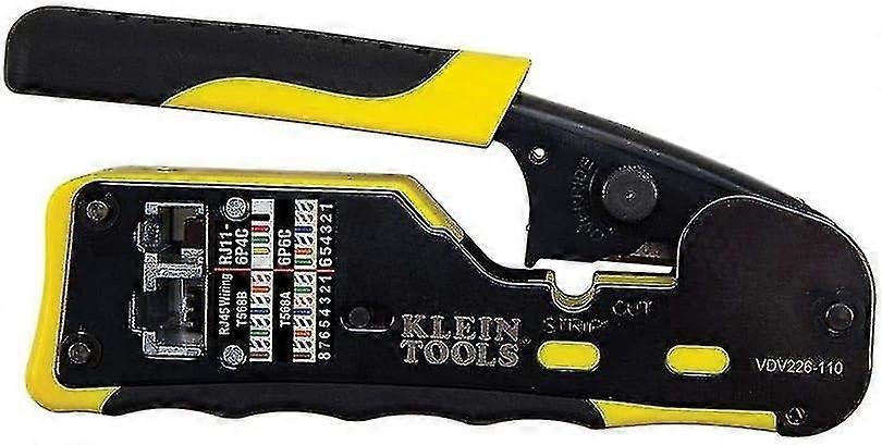 2024 Tools A-vdv226-110 Pass Thru Rj45 Racheting Compact Crimp Tool, Yellow/black