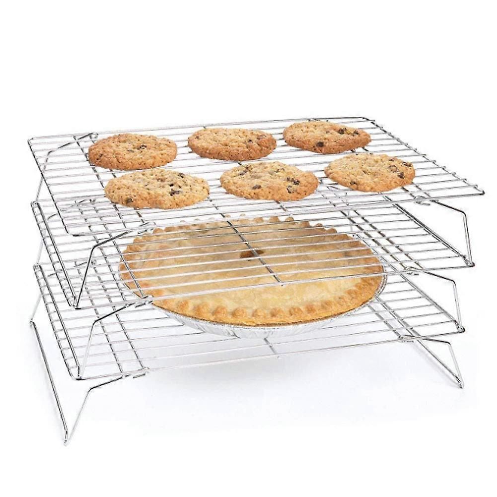 3-Tier Cooling Rack,Collapsible Folding Stackable Baking Wire Racks for Bread Cake, Biscuits, Cakes