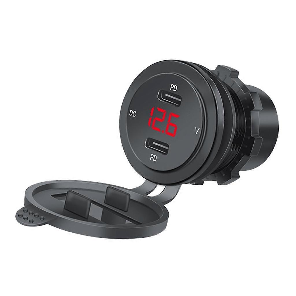  12V / 24V QC3.0 Twin PD40W USB C Tomada de carga de carro Carga rápida com voltímetro