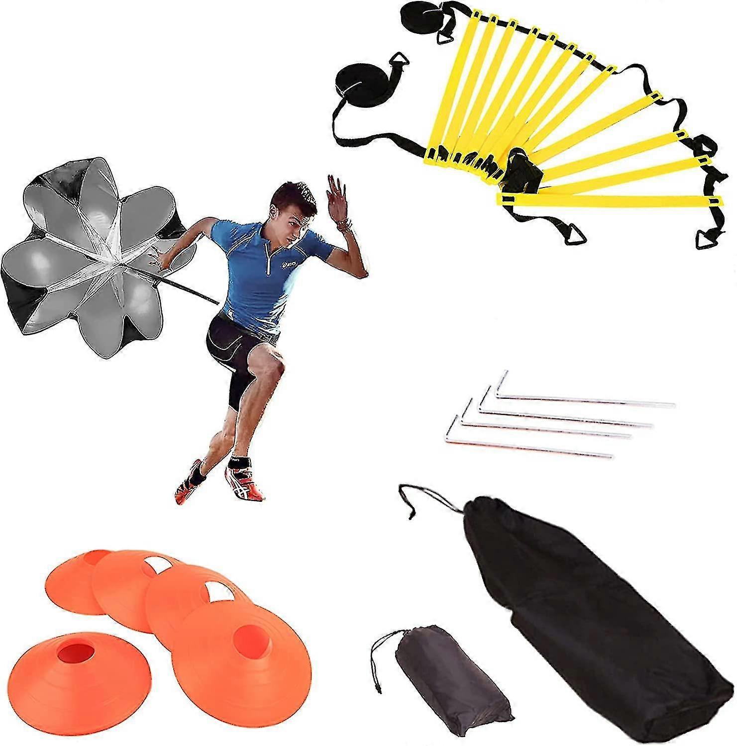 سرعة خفة الحركة سلم التدريب مجموعة -12 رنج خفة الحركة سلم، 5 المخاريط، 4 الصلب حصص 2 حمل حقيبة