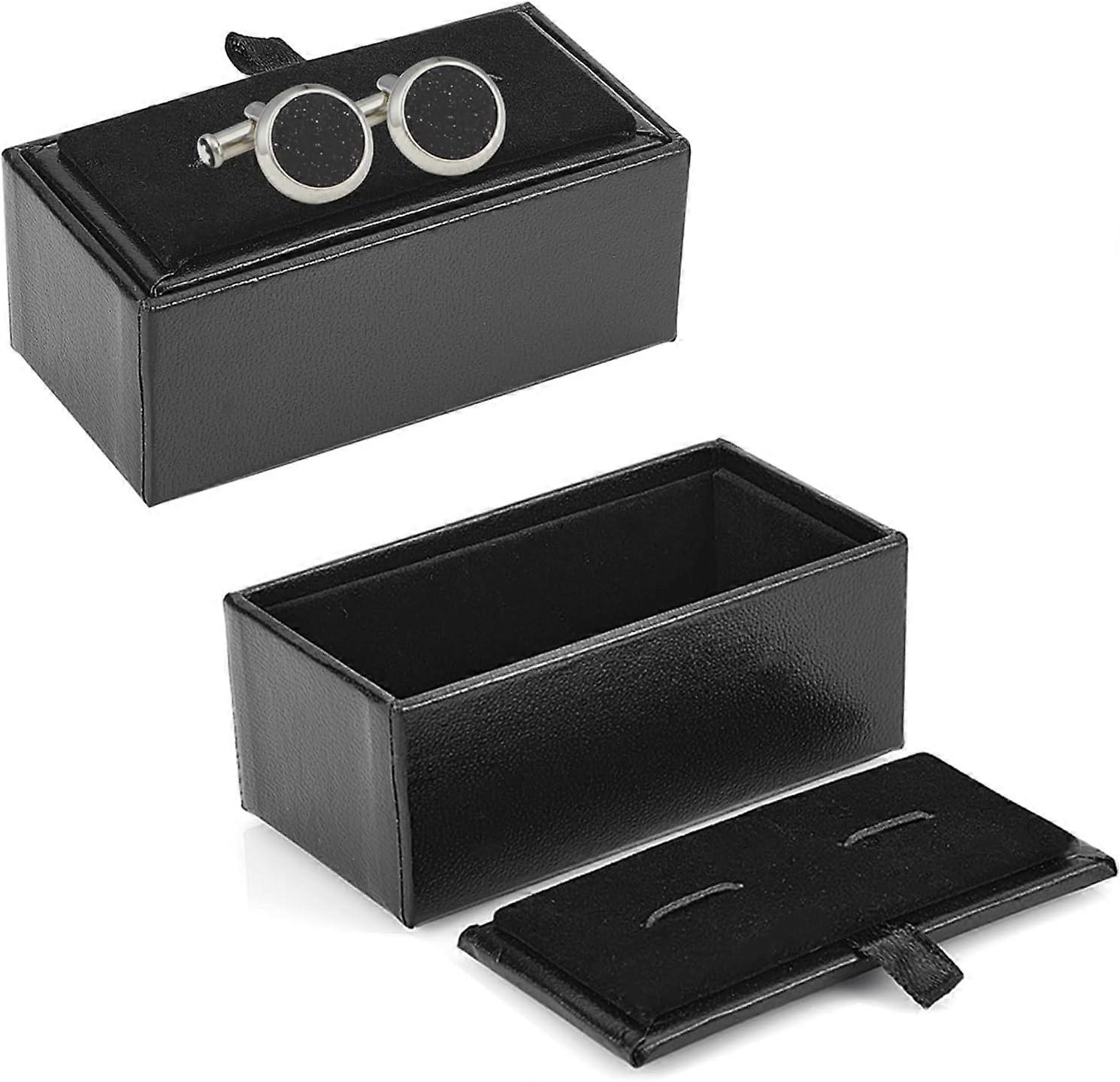 2 Pcs Cufflink Box Gift Case Small Portable Organizer Boxes Vintage Gift Box with Sponge Inside and Snap Cover for Cufflinks Rings and Pendants Packag