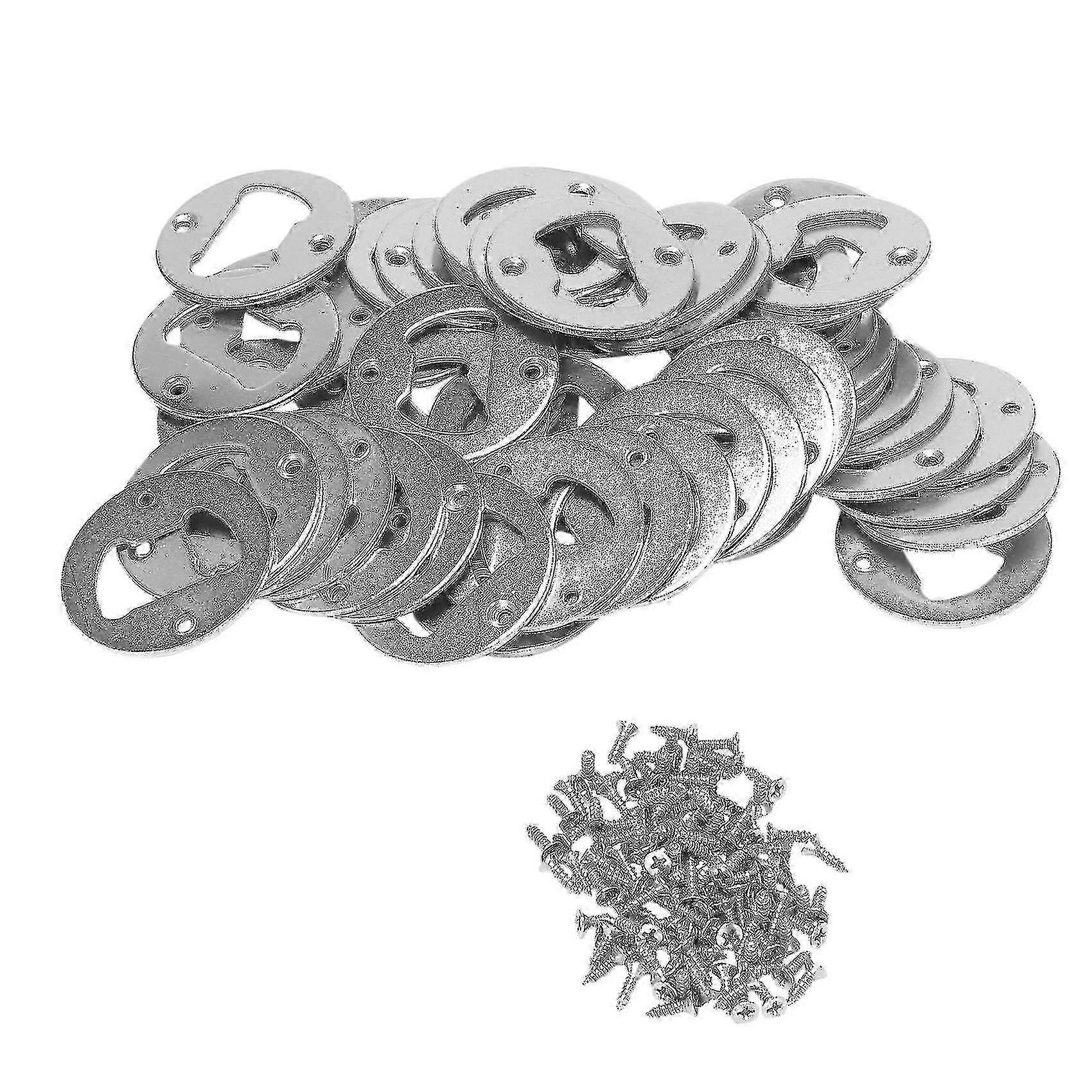 50セットのボトルオープナーインサート、ステンレス鋼の丸いDIYボトルオープナーハードウェアキットのハードウェア部品はネジで供給されます