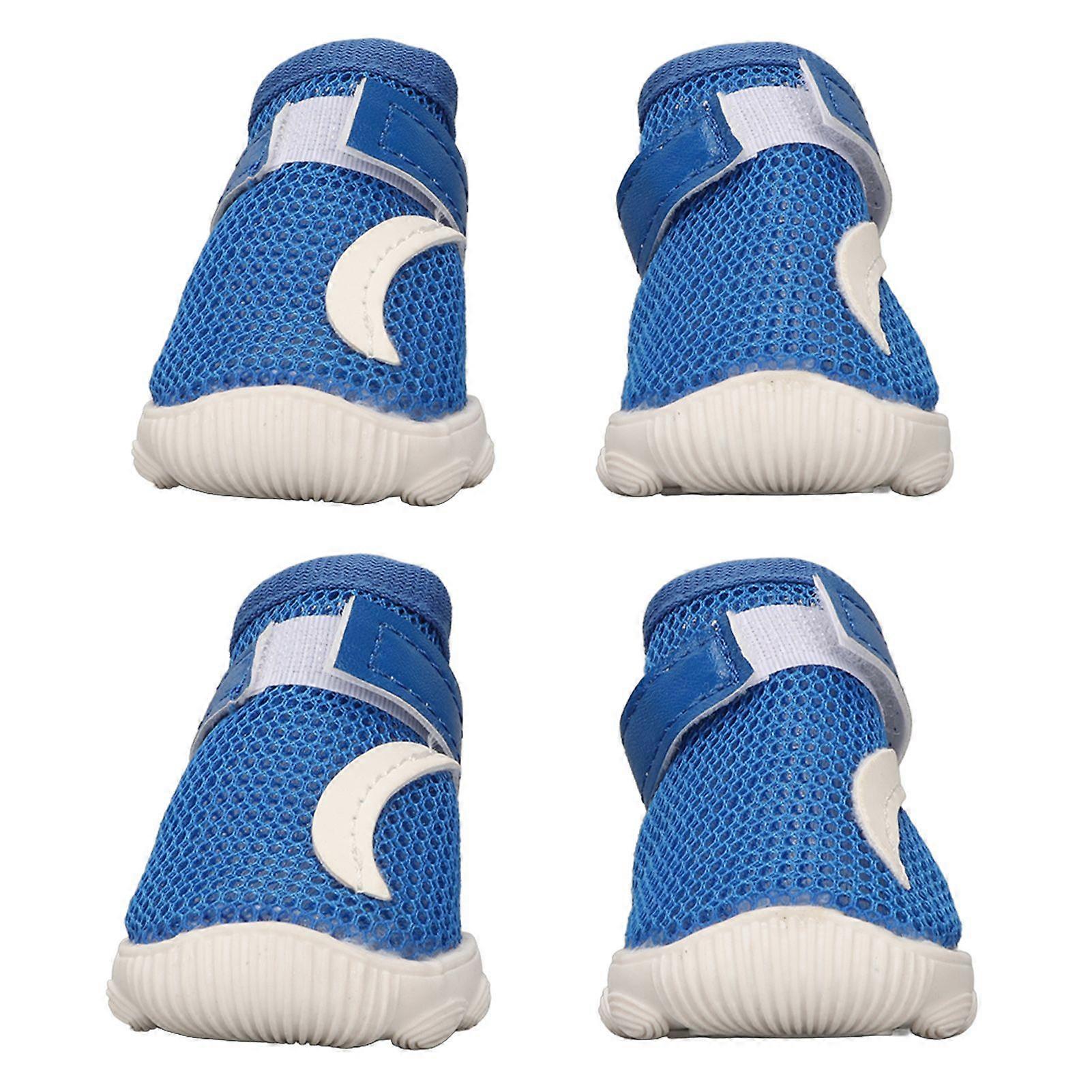 Dog Mesh Boots Soft Breathable Prevent Slip Hook and Loop Closure Puppy Shoes for Walking Climbing Blue Type 3