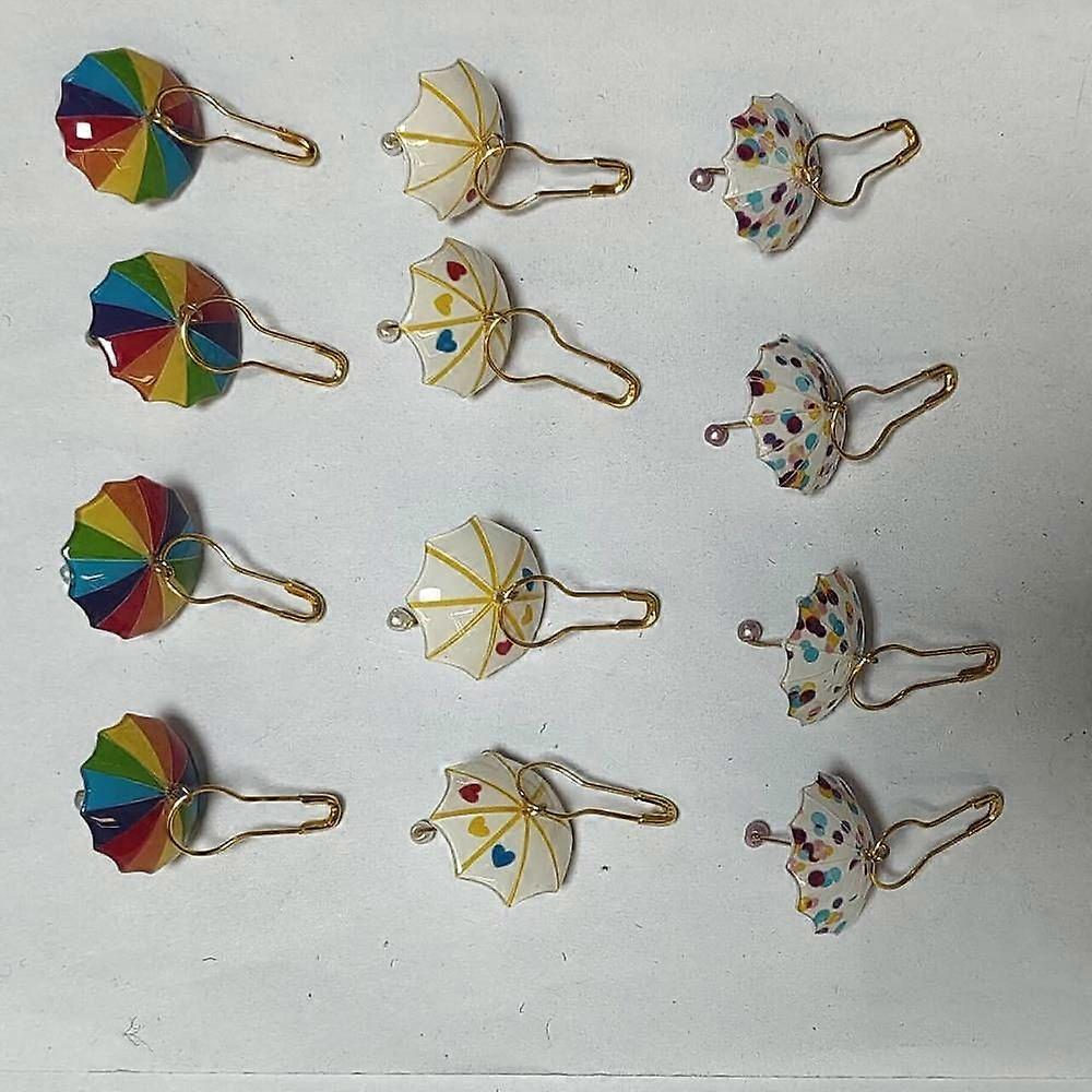 Iron Long Paper Clips Alloy Enamel Umbrella Pendant Paper Clip Mixed Color 40mm 12pcs/set
