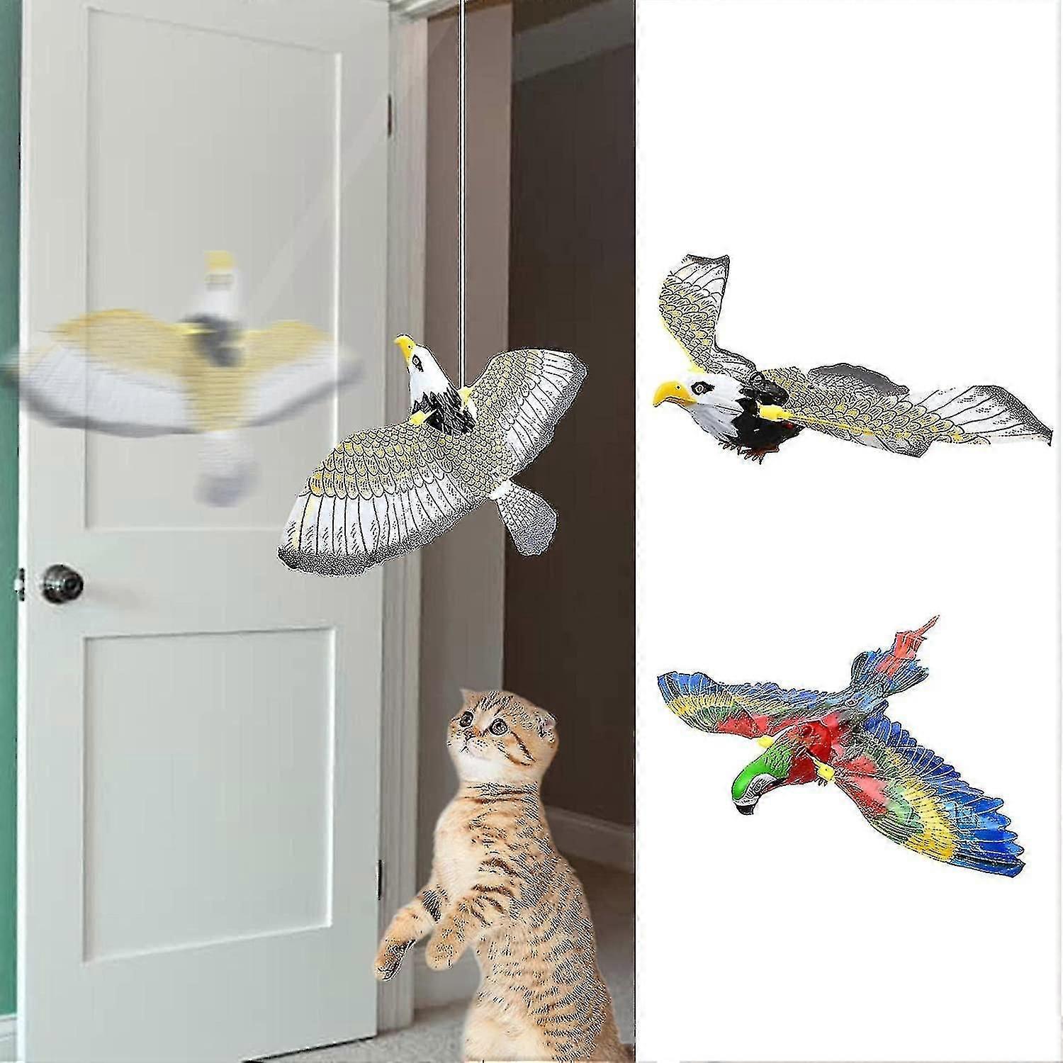 Flying Bird Electric Cat Toy With Led Light, Self-occupation Cat Toy Interactive Simulation Flying Eagle Hanging Anti-boredom Pet Toy, Battery Powered