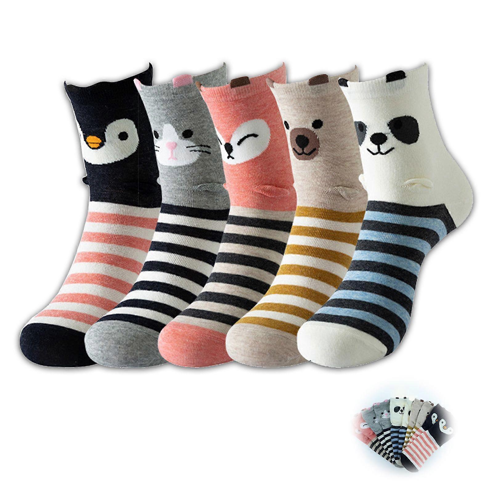 5pair Lady fun cute animal socks