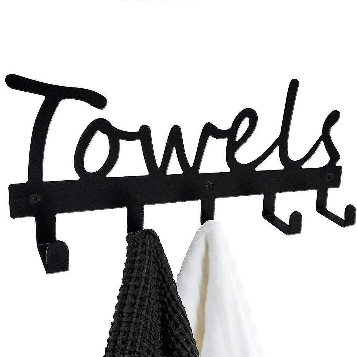 Towel Hooks Bathroom Towel Racks Towel Holder Organizer Black Wall Mounted 5 Hook Door Hooks Rustproof And Waterproof