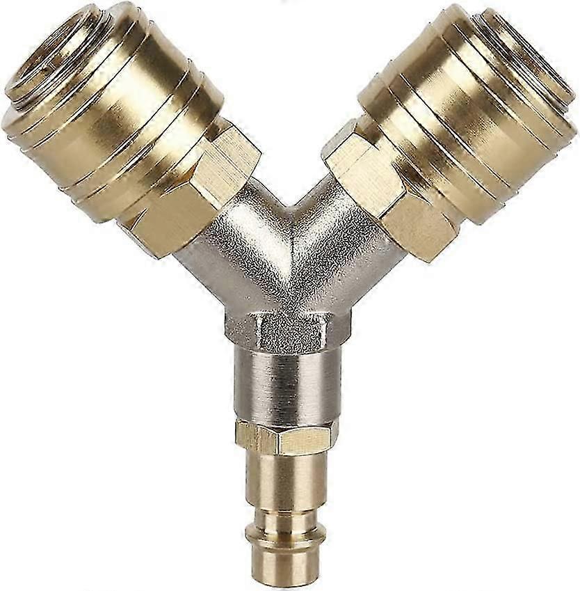 Compressed Air Distributor,Connector,Switch,Two 1/4 Inch Threaded Connectors,Rust Proof Brass