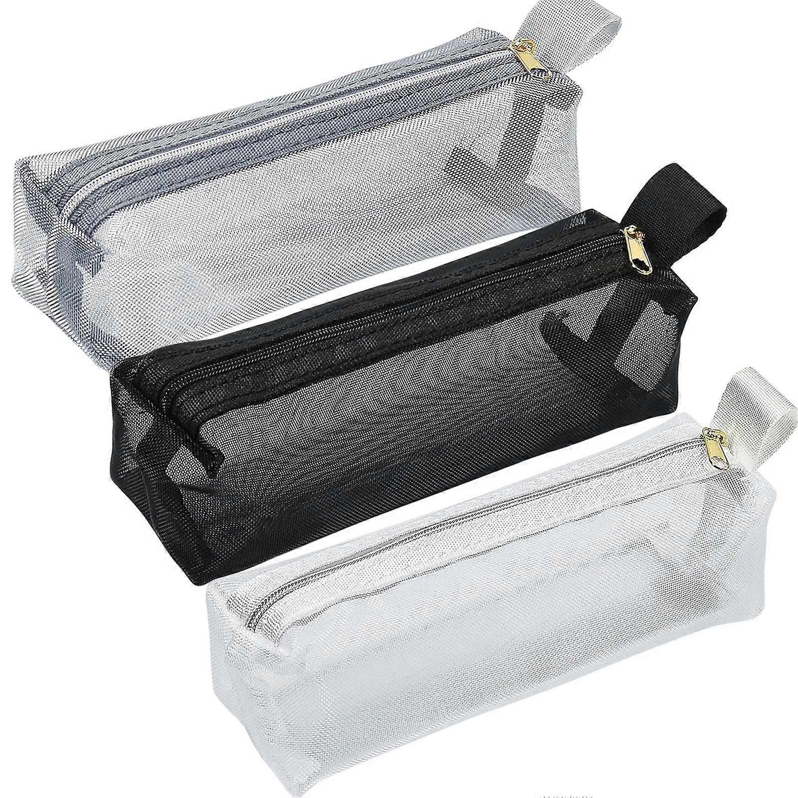 3 Piece Nylon Makeup Brush Bags Set with Mesh Zipper for Travel and Diaper Bag Organization