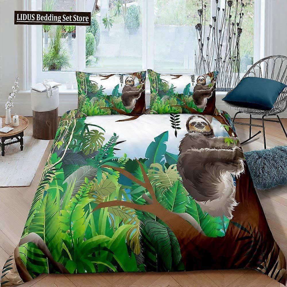 x2529 LakanTecknad sengångare påslakan set Söta djur sängkläder set för pojkar flickor rolig sengångare tropiska löv blommig natur täcke set 3-paj
