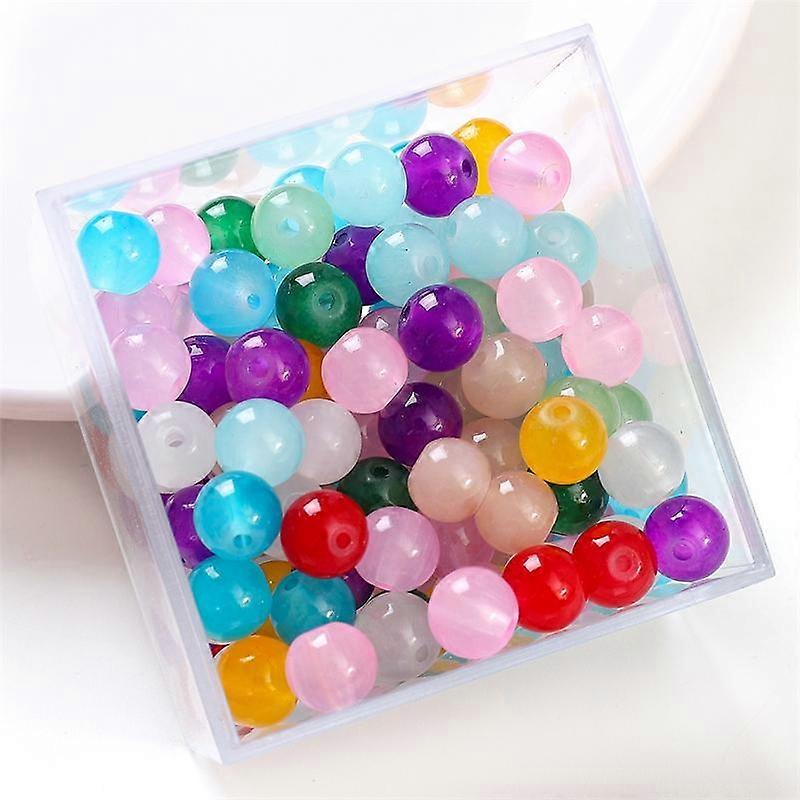 50-135Pcs Crystal Glass Beads Jelly Solid Colored Imitation Jade Stone Loose Spacer Beads for Jewelry Making