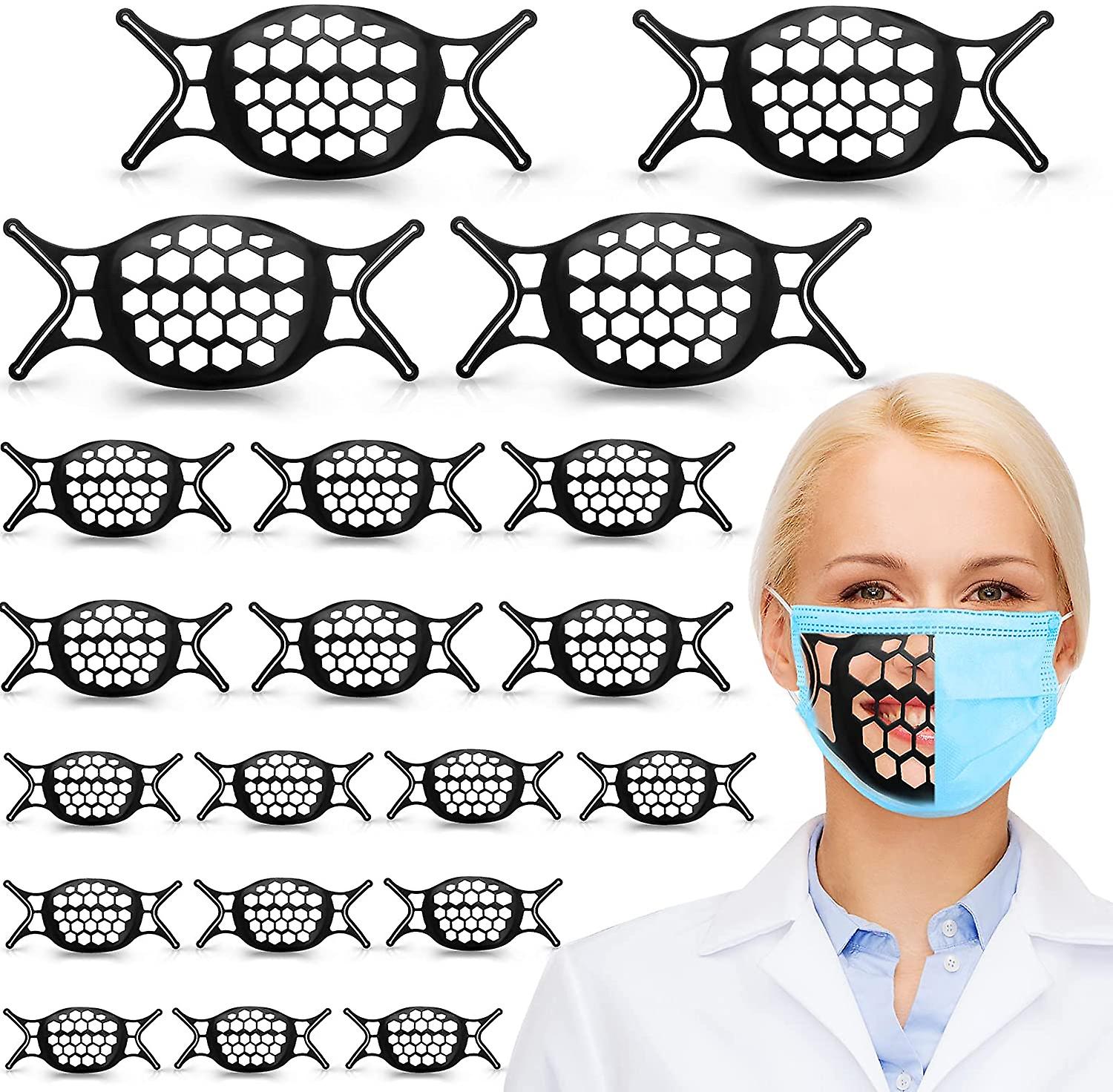 3D Face Mask Bracket Inner Support Frame Silicone Face Mask Internal Support Frame (Black20 Pieces)