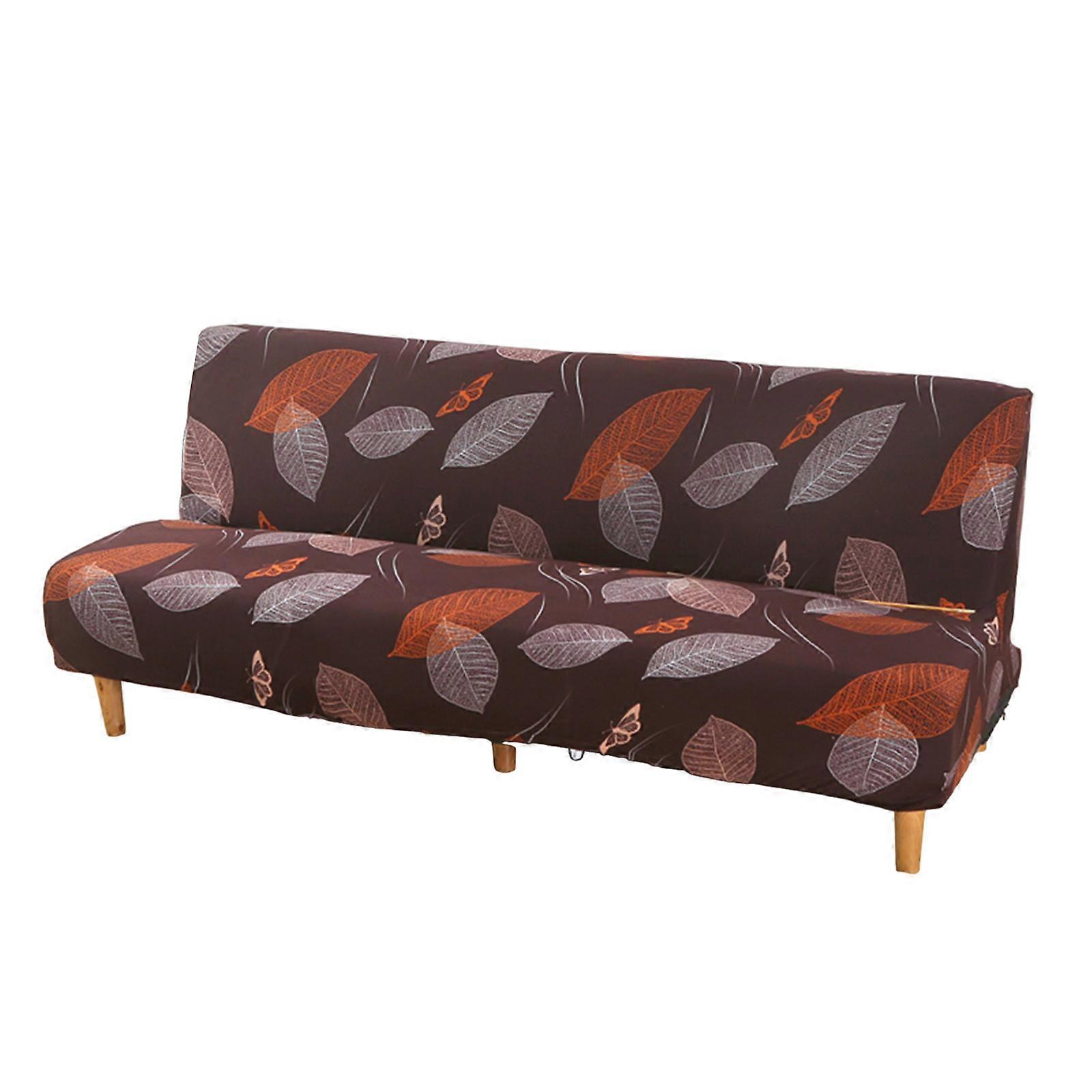 Armless Futon Slipcovers Stretch Folding Sofa Bed Cover with Elastic Bottom, Printed Couch Cover
