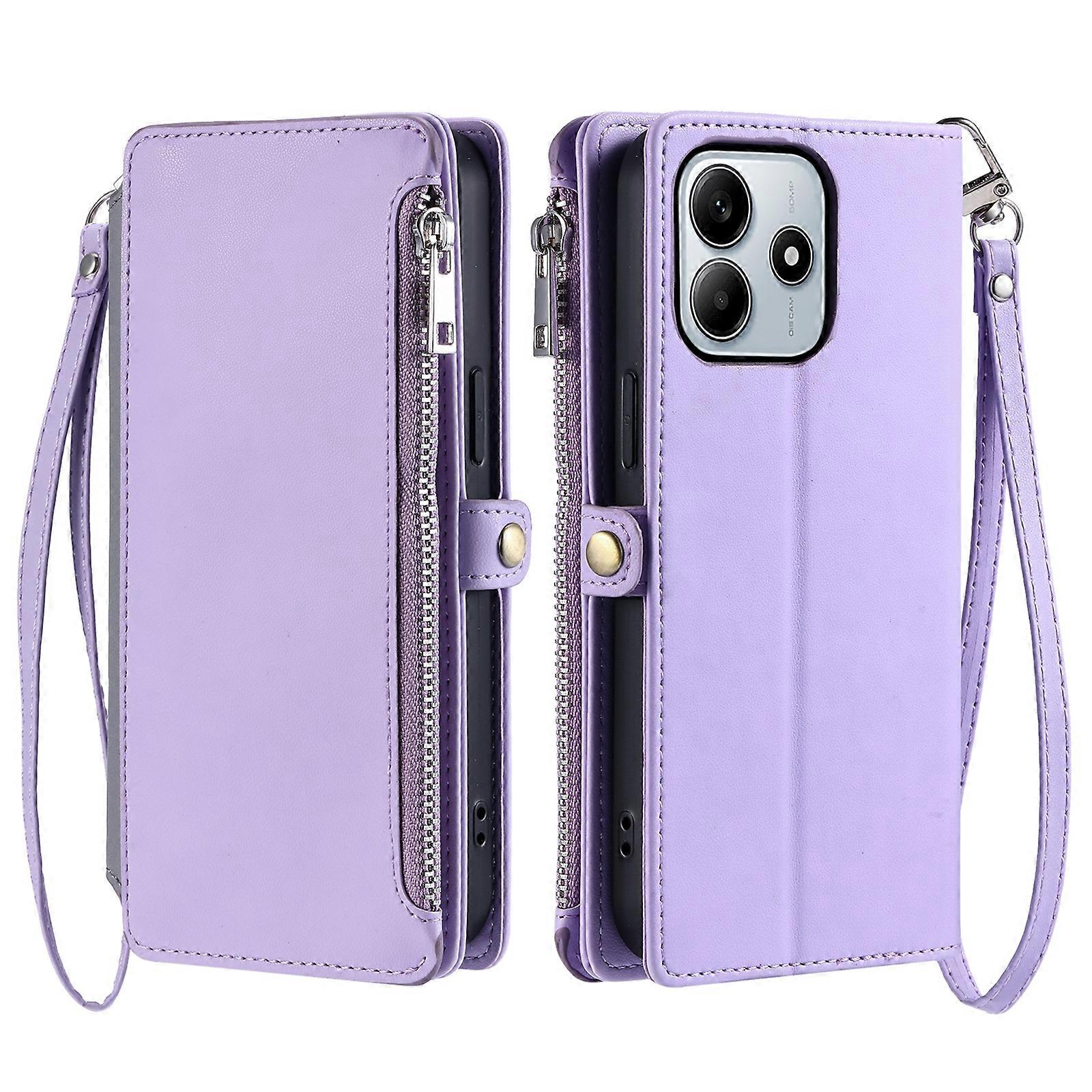 Handyhülle mit Ledernaht, mehreren Kartenfächern und Reißverschluss