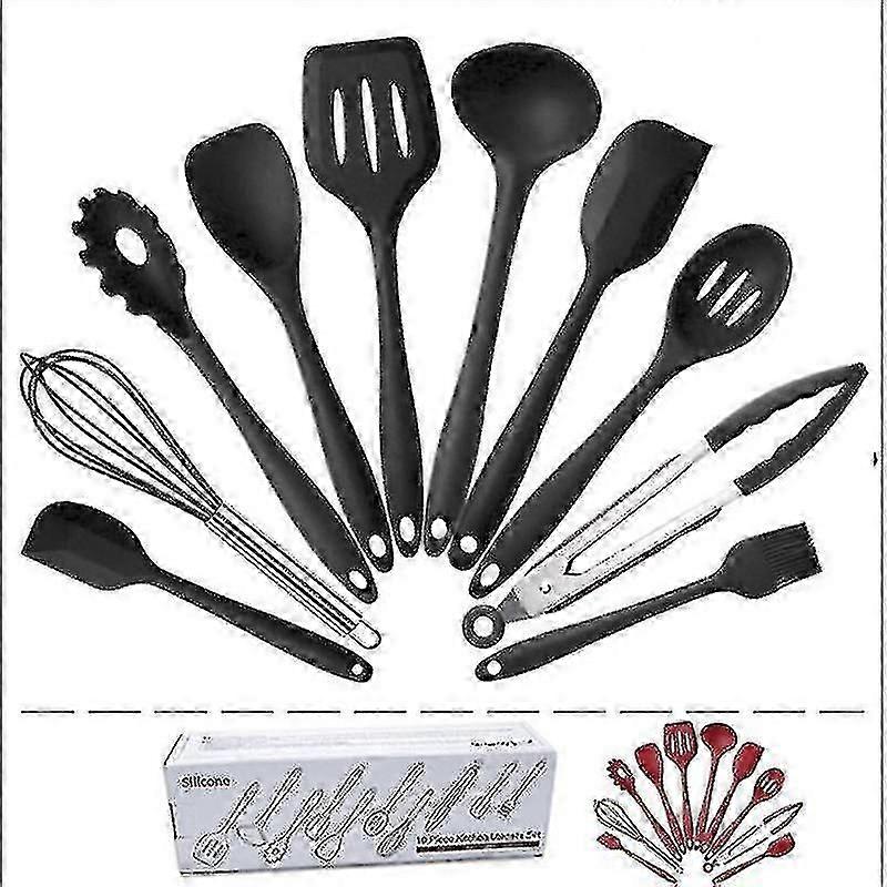 Kitchen Utensils Set - 10pcs Silicone Cooking Utensils Set Cooking Tools Tongs Spatula Spoon