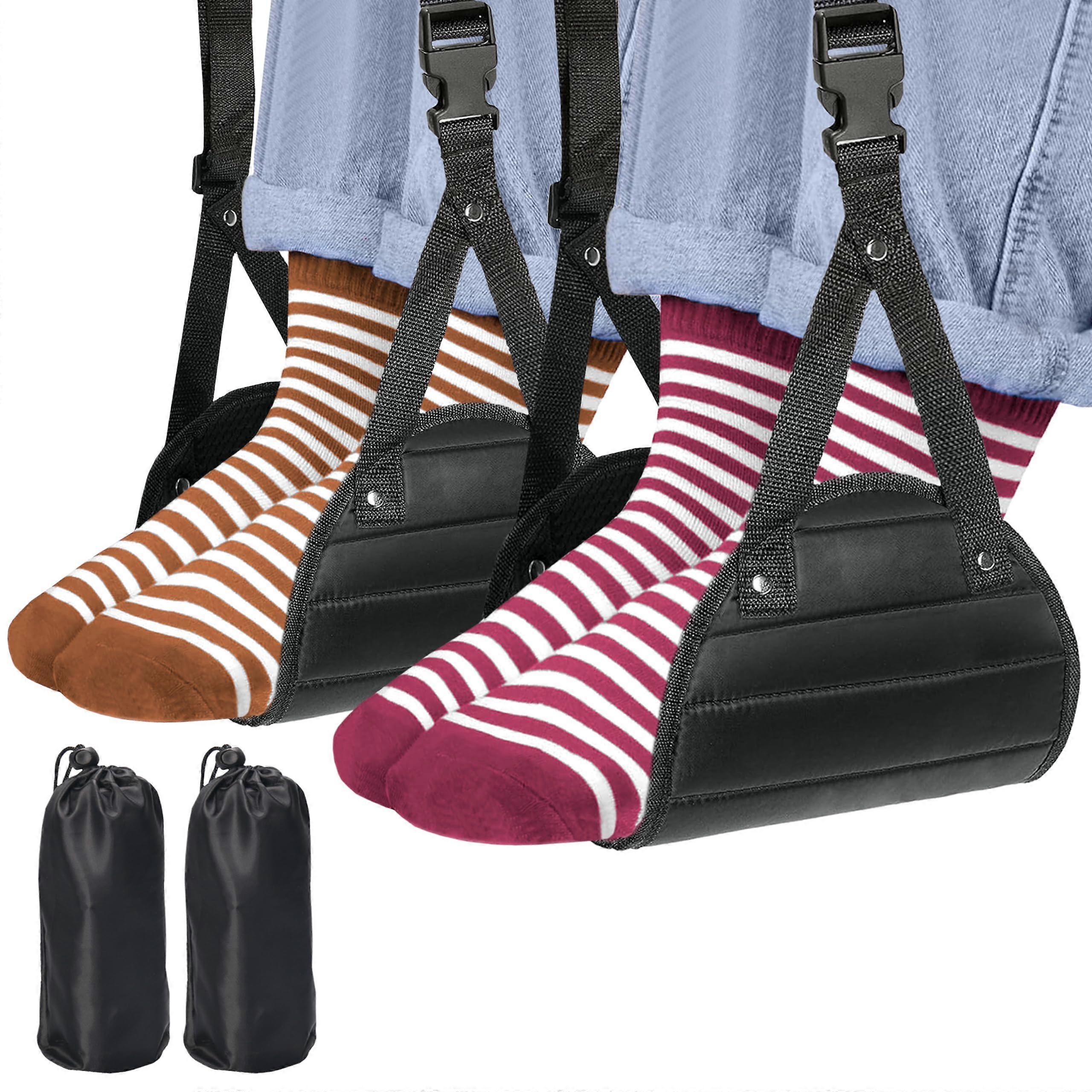 Airplane Travel Footrest Hammock - Comfy Foot Hanger for Relaxing Feet on Long Trips, Portable Travel Accessory, Adjustable Size