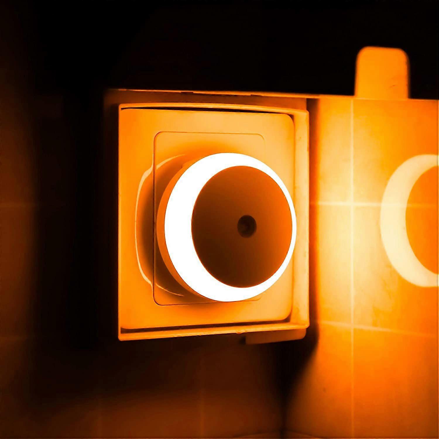 Amber Night Light, Plug-in LED Nightlight, Dusk to Dawn Sensor, Energy Efficient, Plug in, Soft Glow, 2 Pack,Orange
