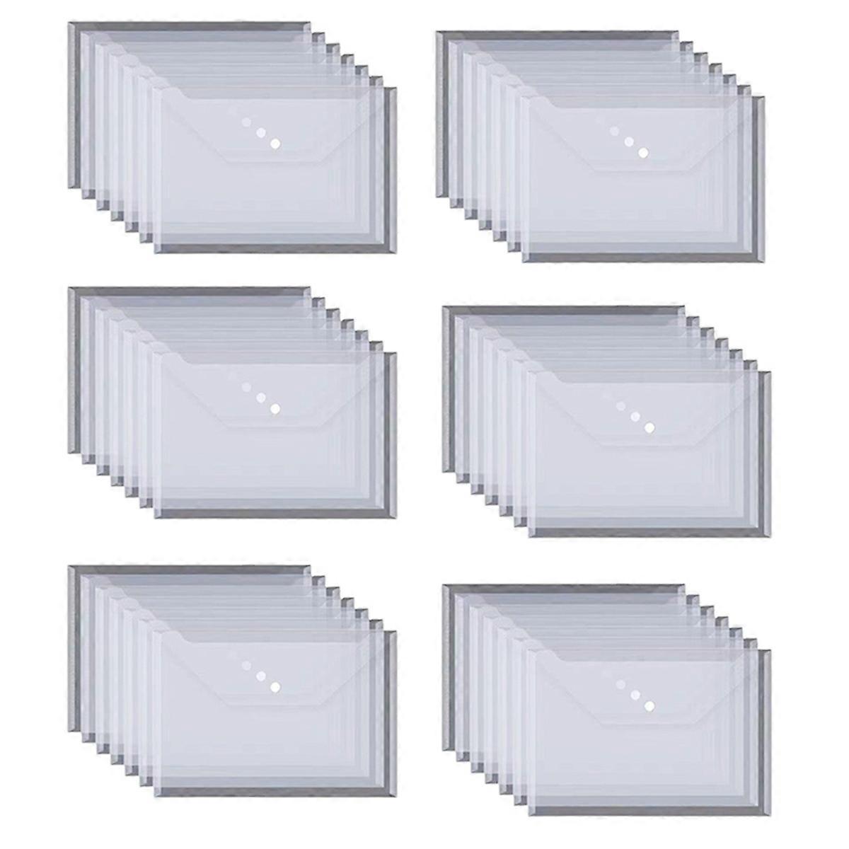 50PCS Transparent Waterproof Envelope Folder with Buttons, A4 Size, Thickened Plastic Material for