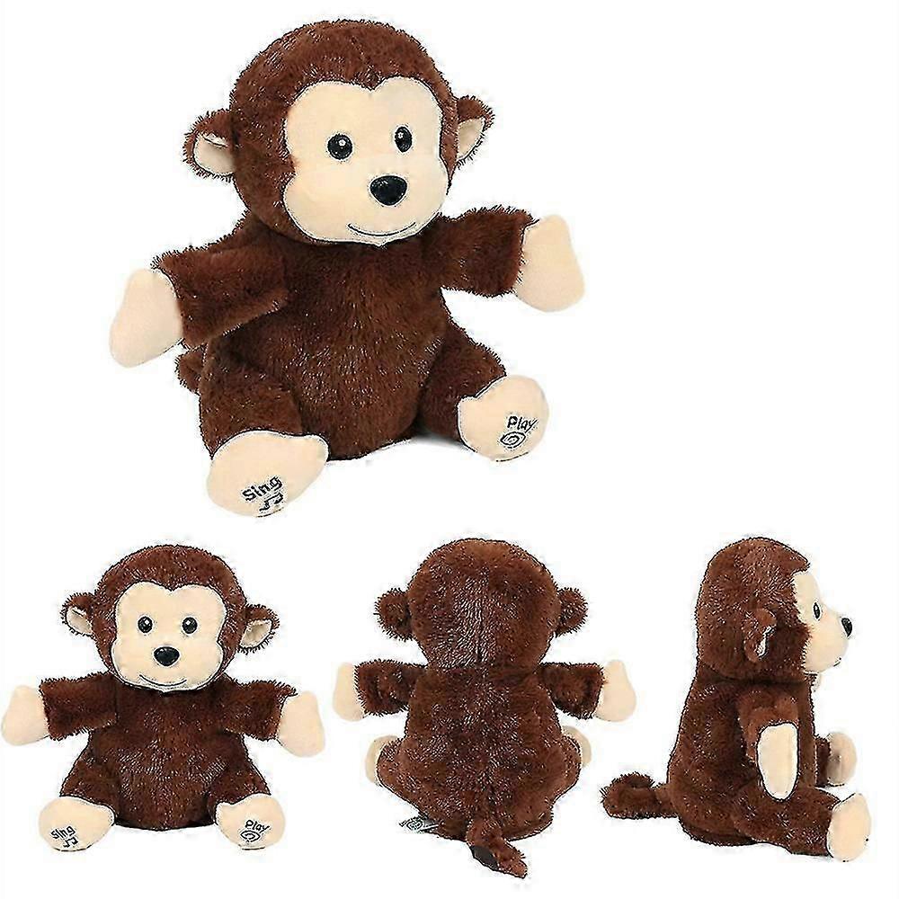 Clapping Monkey Electric Plush Toy Will Sing And Shake Hands Kids Interactive Doll Brown