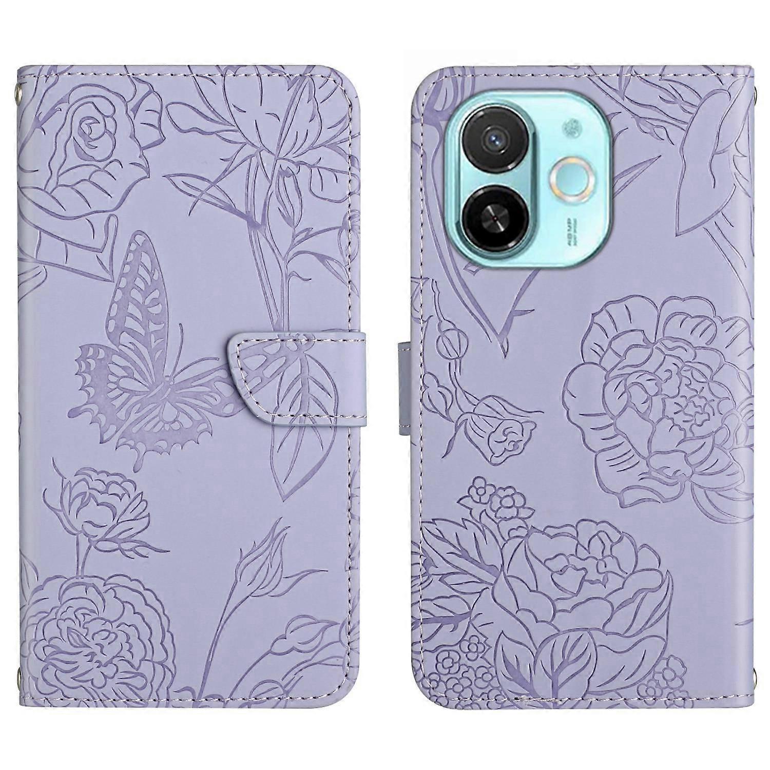 Skin Feel Butterfly Embossed Flip Leather Phone Case