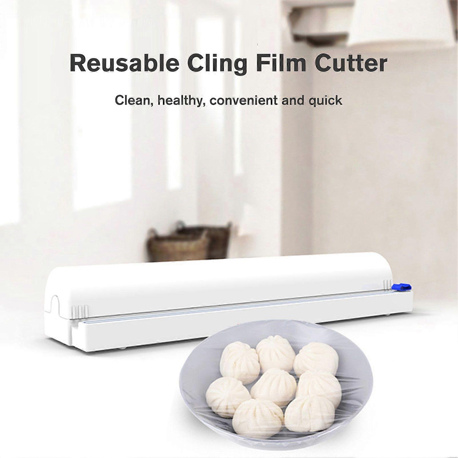 Reusable Cling Film Cutter Food Wrap Cutter Plastic Wrap Dispenser with Slide Cutter Foil/Film Dispenser with Cutter Maximum Roll 30 x 4.5cm