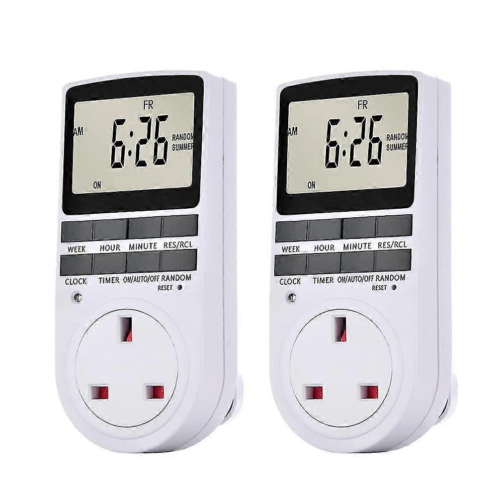 Pack Of 2 Digital Plug-in Timer Socket Lcd Display Energy Saving Socket
