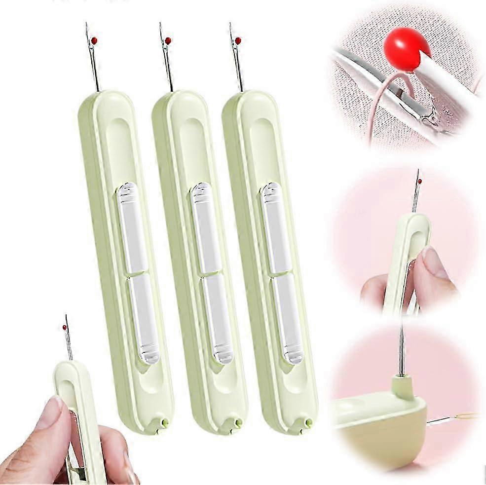 2 in 1 Plug-in Needle Threader, 2-in-1 Needle Threader & Seam Ripper Tool, Stretchable Remover Needle Threading Tool for Hand Sewing Knitting Craft Qu