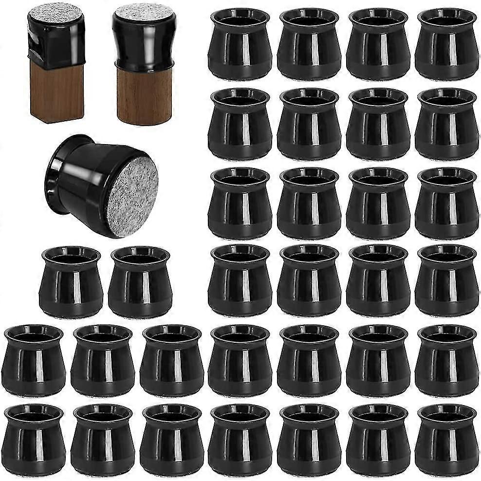 チェアレッグプロテクター、ハードウッドフロアのための32個。ブラック シリコン フェルト