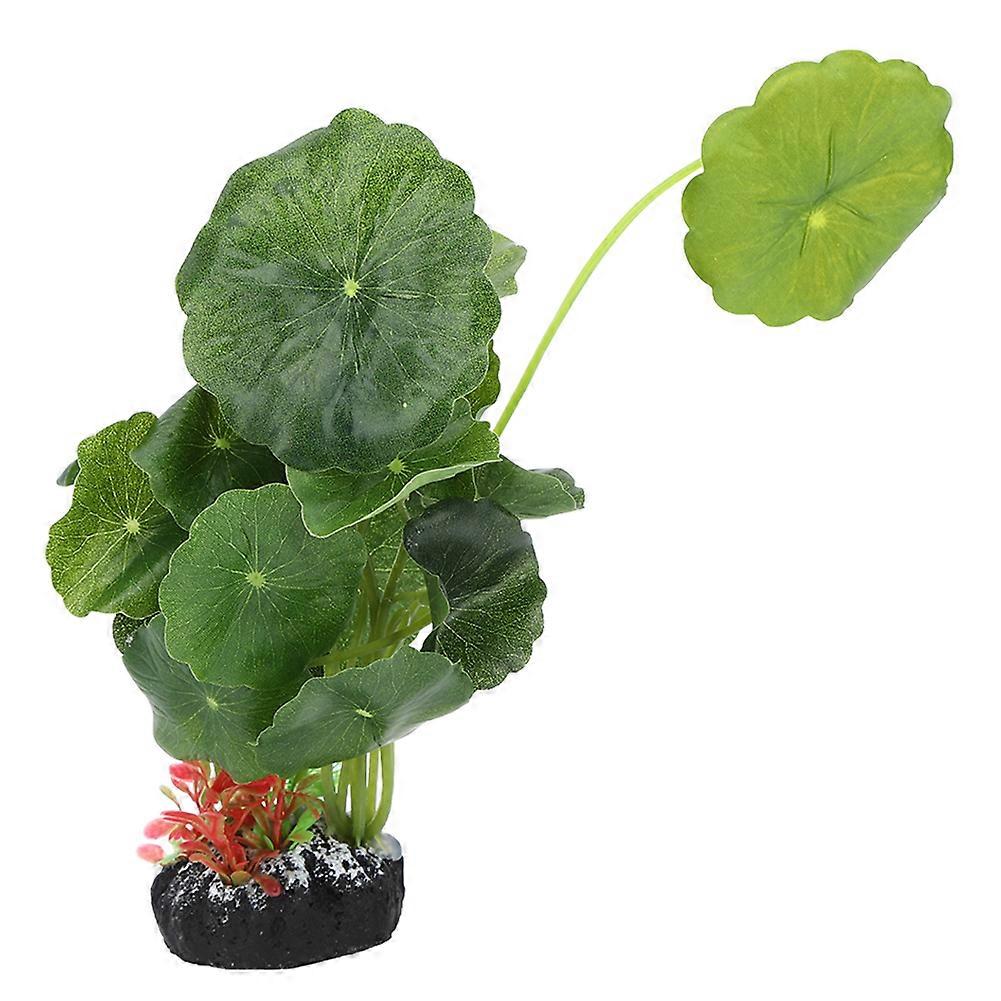 Plastic Aquarium Grass Decoration with Ceramic Base, Vivid Artificial Plants for Fish Tank Landscape, 12-inch Size
