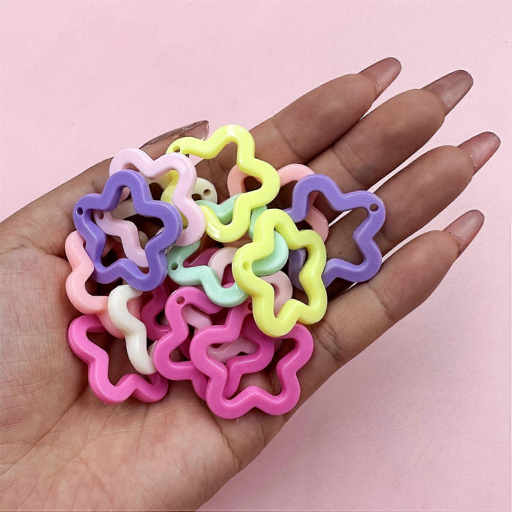 40Pcs Acrylic DIY Jewelry Material Pendants Candy Color 30mm Pentagram Star Pendant for Necklace Earrings Making Fashion