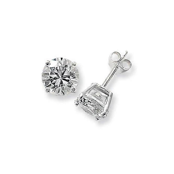 Acotis Silver Stud Earrings Round Zirconia G5139CZ